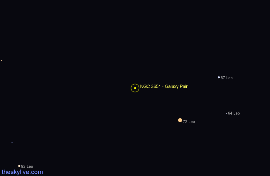 Finder chart NGC 3651 - Galaxy Pair in Leo star