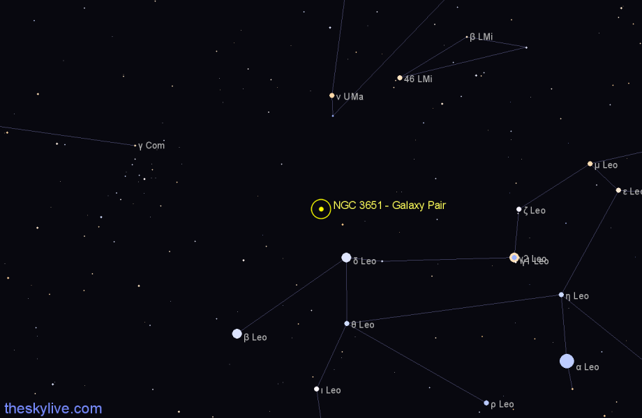 Finder chart NGC 3651 - Galaxy Pair in Leo star