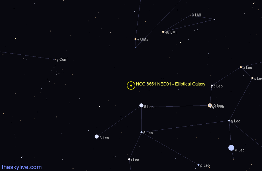 Finder chart NGC 3651 NED01 - Elliptical Galaxy in Leo star