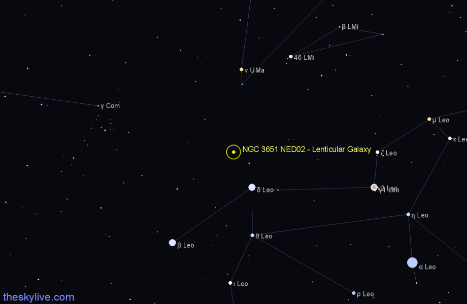 Finder chart NGC 3651 NED02 - Lenticular Galaxy in Leo star