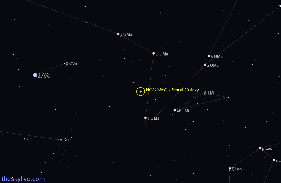 Finder chart NGC 3652 - Spiral Galaxy in Ursa Major star