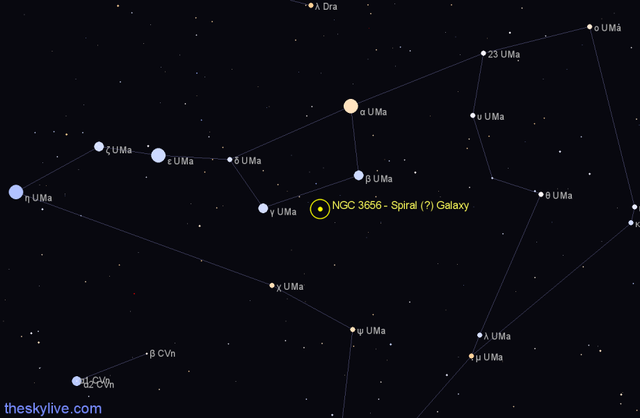 Finder chart NGC 3656 - Spiral (?) Galaxy in Ursa Major star