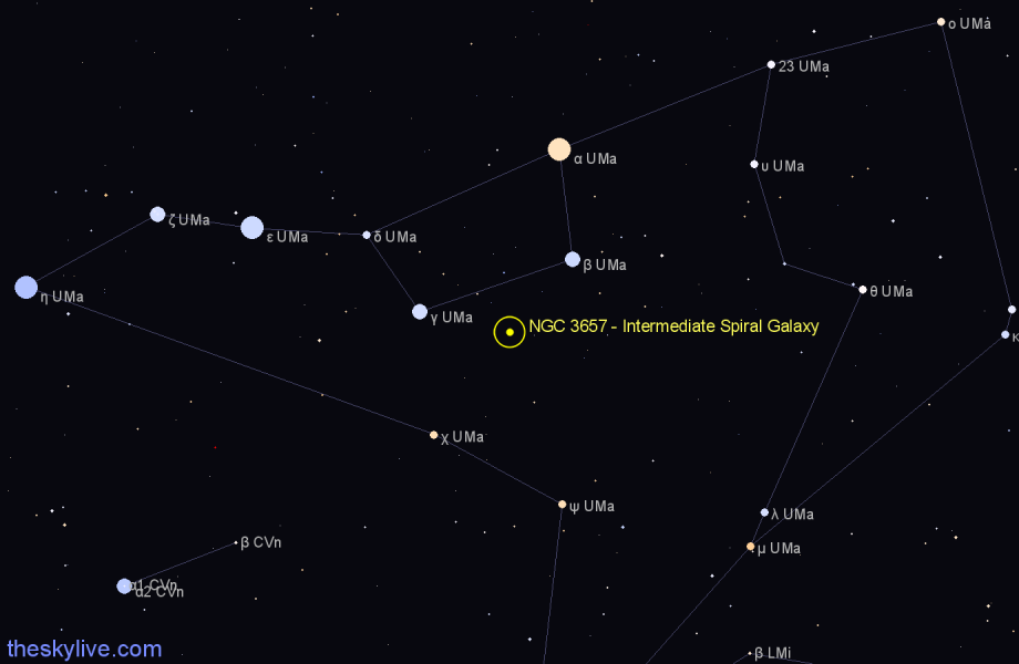 Finder chart NGC 3657 - Intermediate Spiral Galaxy in Ursa Major star