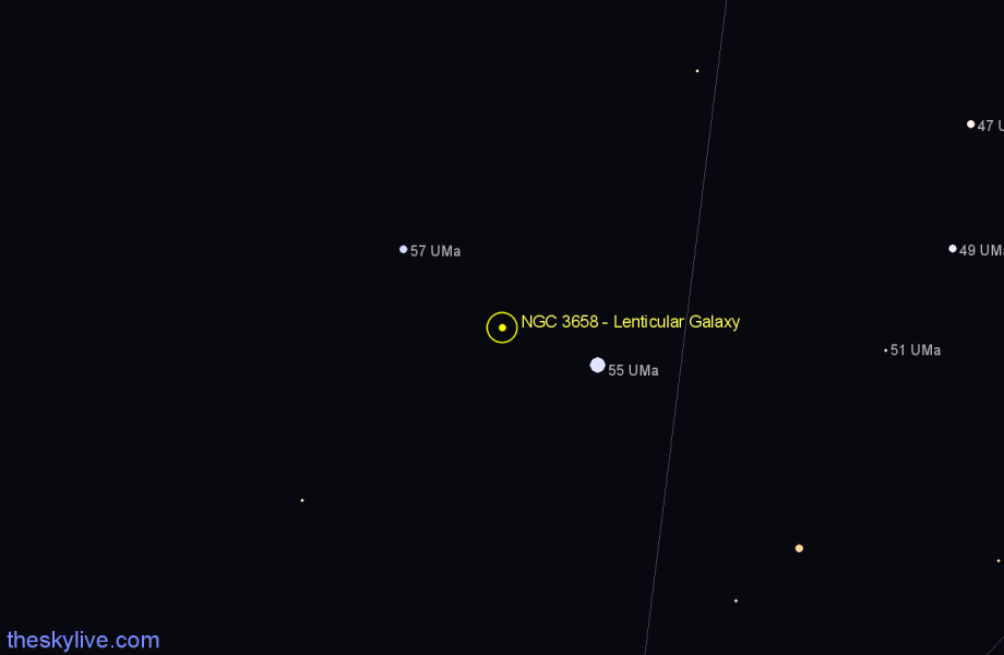 Finder chart NGC 3658 - Lenticular Galaxy in Ursa Major star