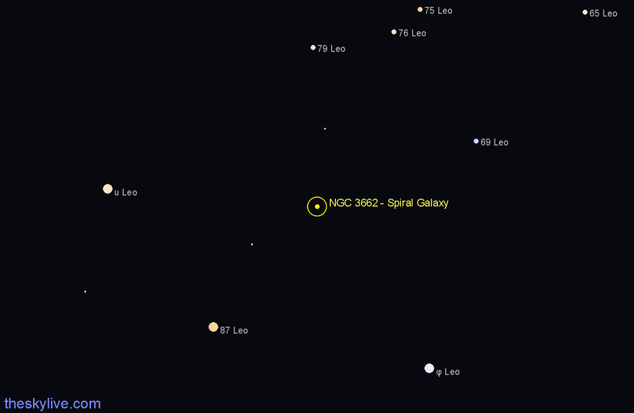 Finder chart NGC 3662 - Spiral Galaxy in Leo star