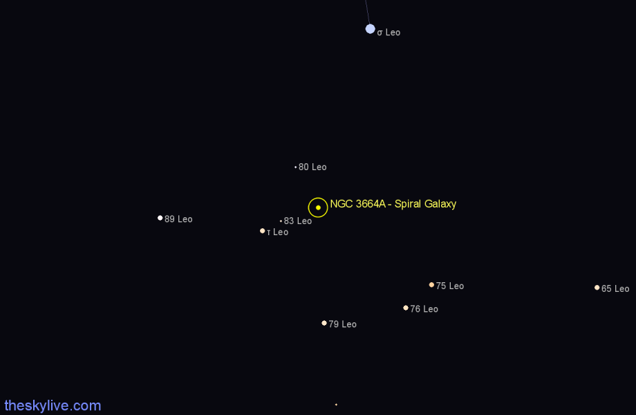 Finder chart NGC 3664A - Spiral Galaxy in Leo star