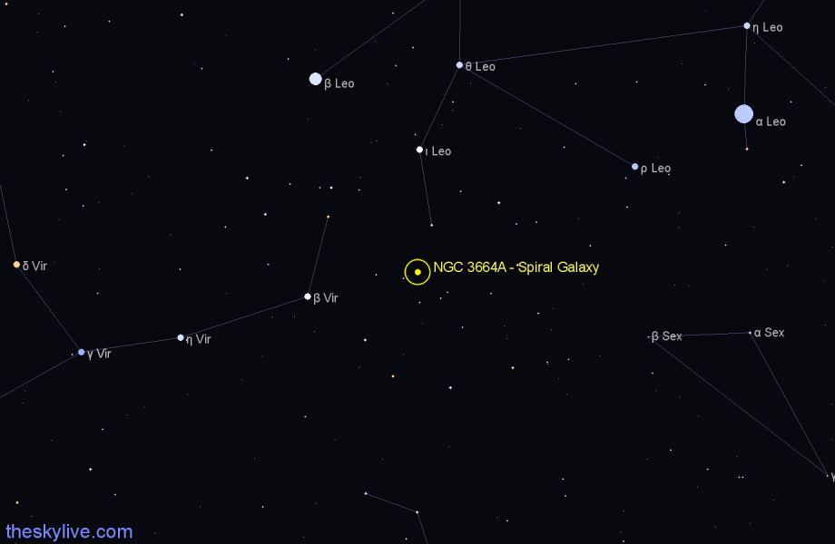 Finder chart NGC 3664A - Spiral Galaxy in Leo star