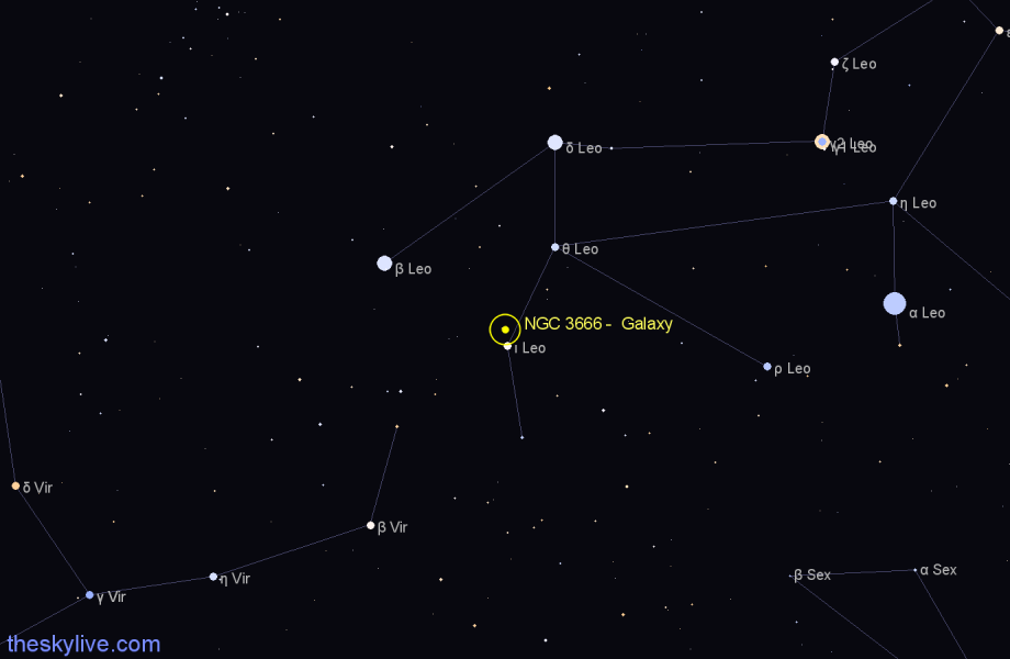 Finder chart NGC 3666 - Galaxy in Leo star