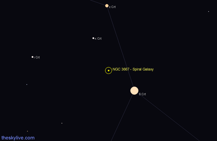 Finder chart NGC 3667 - Spiral Galaxy in Crater star