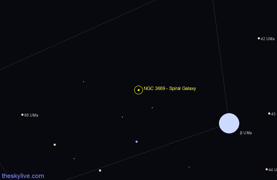 Finder chart NGC 3669 - Spiral Galaxy in Ursa Major star