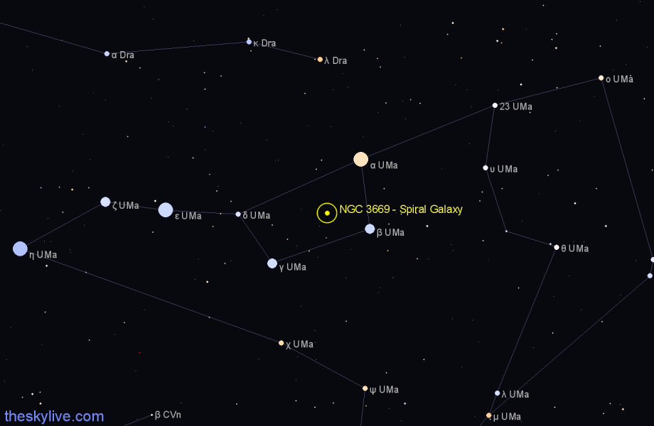 Finder chart NGC 3669 - Spiral Galaxy in Ursa Major star