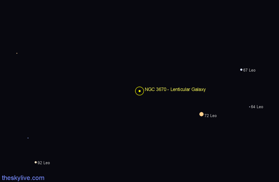 Finder chart NGC 3670 - Lenticular Galaxy in Leo star