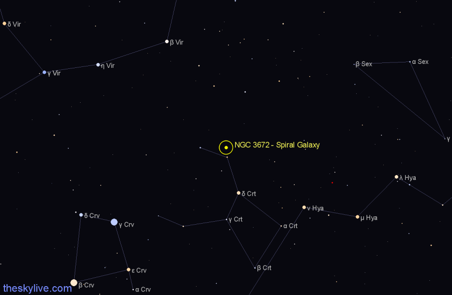 Finder chart NGC 3672 - Spiral Galaxy in Crater star