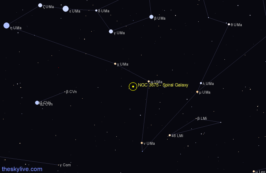 Finder chart NGC 3675 - Spiral Galaxy in Ursa Major star