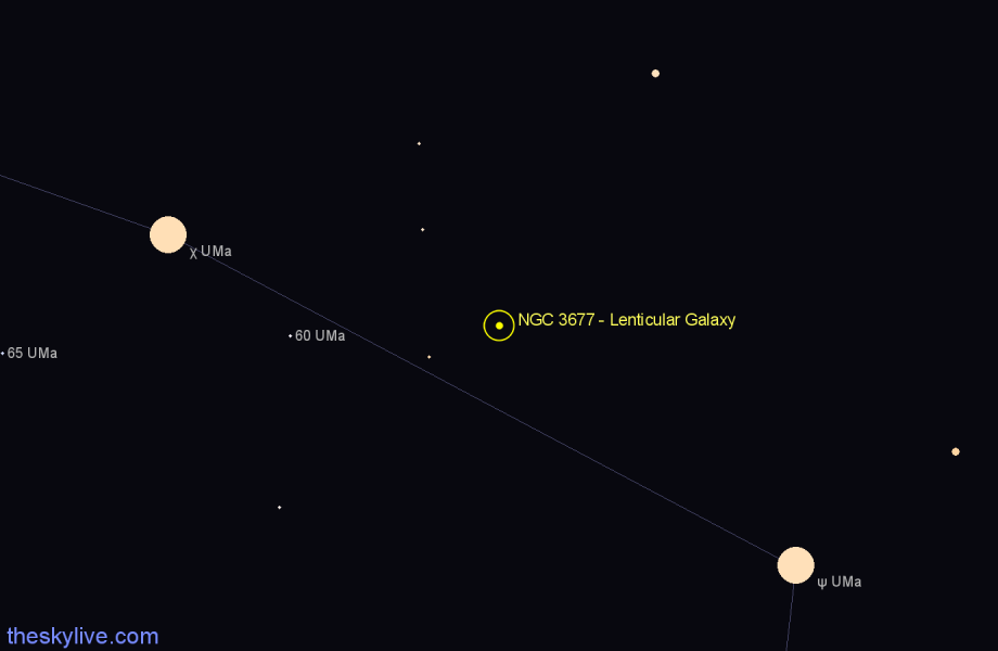 Finder chart NGC 3677 - Lenticular Galaxy in Ursa Major star