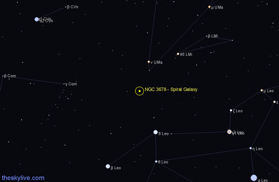 Finder chart NGC 3678 - Spiral Galaxy in Leo star