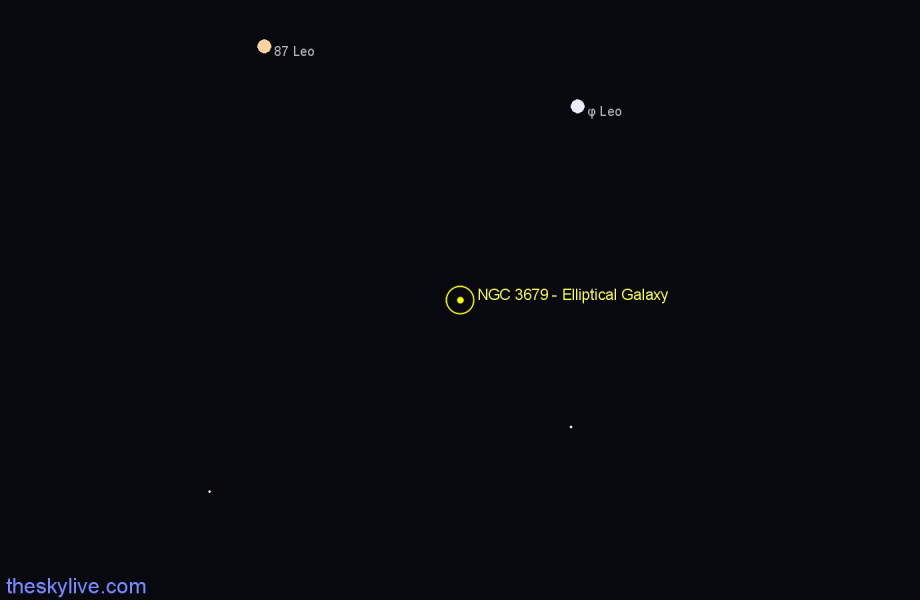 Finder chart NGC 3679 - Elliptical Galaxy in Leo star