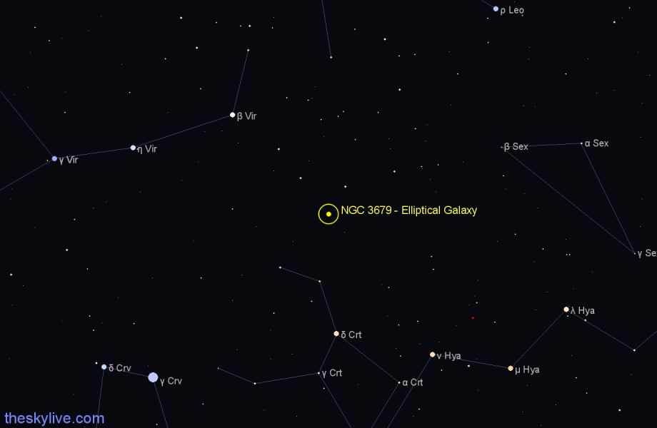 Finder chart NGC 3679 - Elliptical Galaxy in Leo star