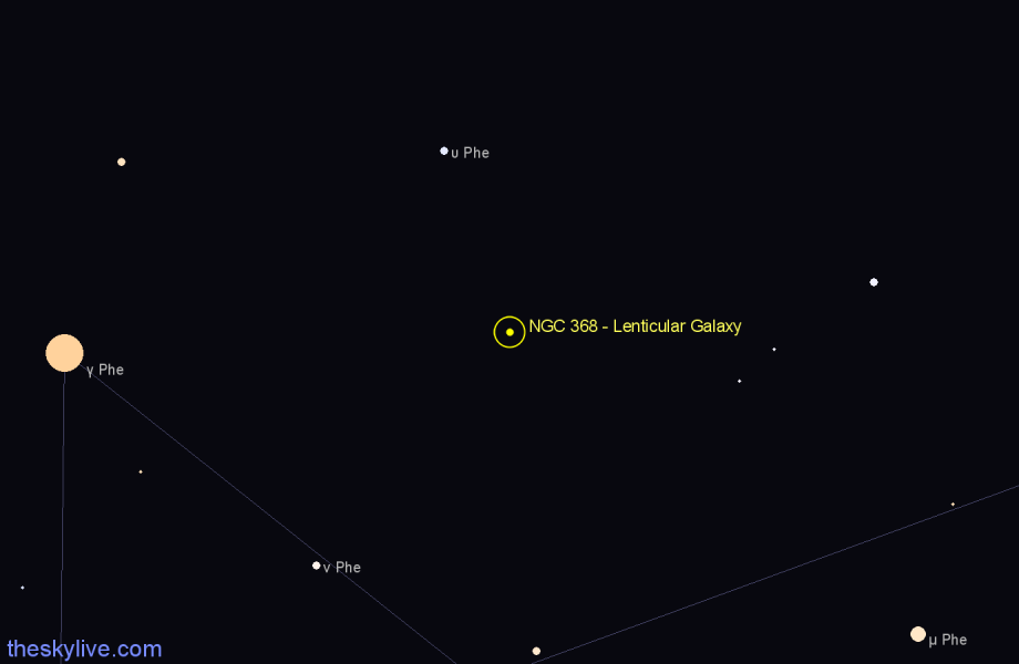 Finder chart NGC 368 - Lenticular Galaxy in Phoenix star