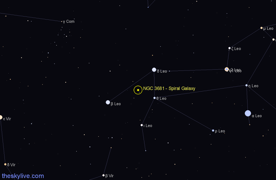 Finder chart NGC 3681 - Spiral Galaxy in Leo star