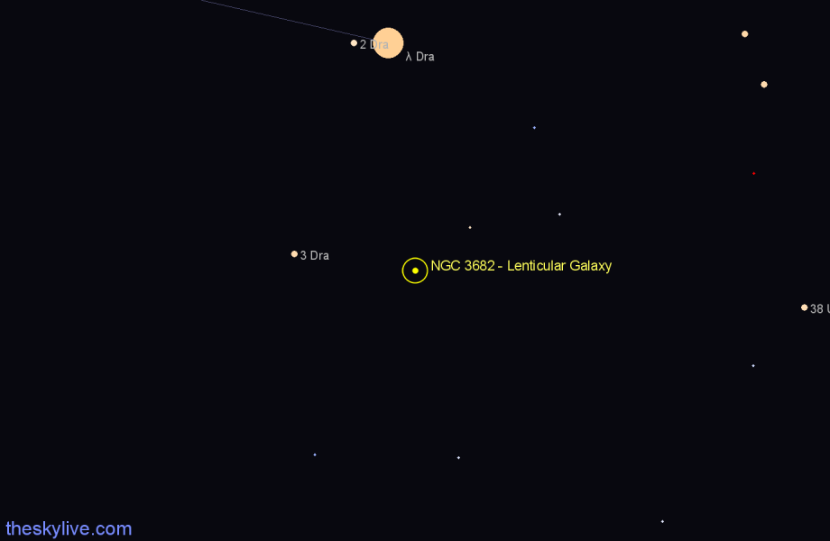 Finder chart NGC 3682 - Lenticular Galaxy in Draco star