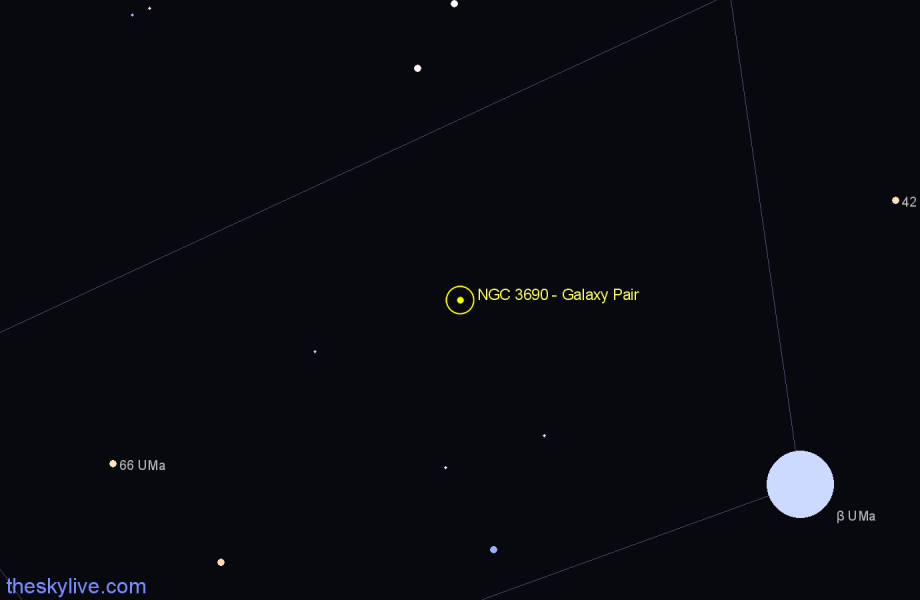 Finder chart NGC 3690 - Galaxy Pair in Ursa Major star