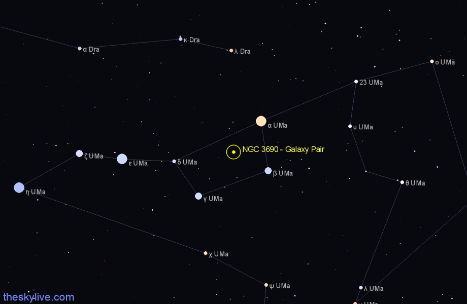 Finder chart NGC 3690 - Galaxy Pair in Ursa Major star