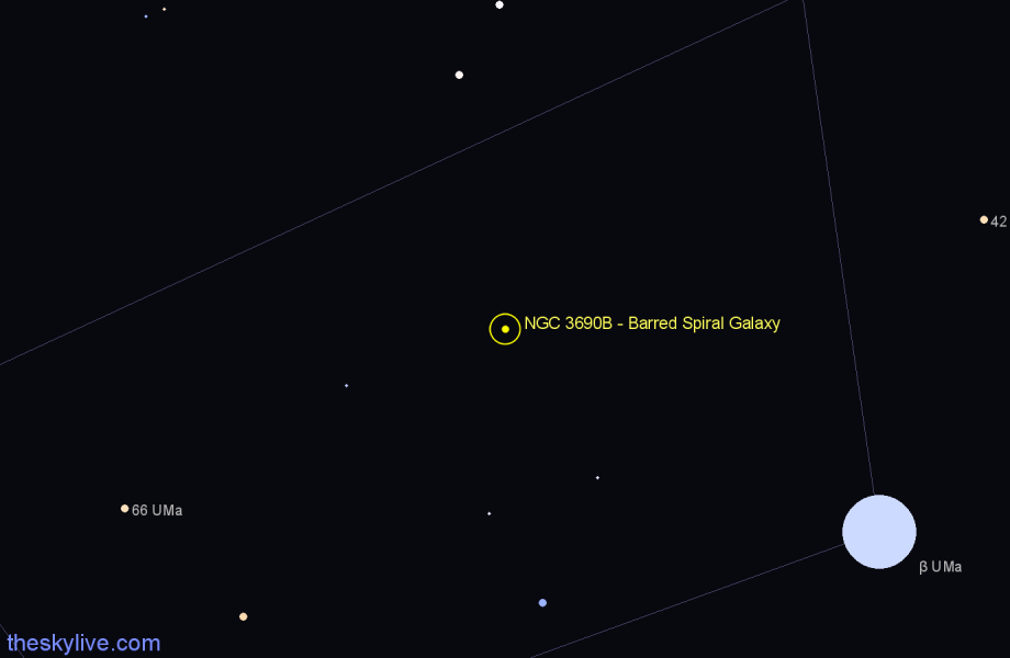 Finder chart NGC 3690B - Barred Spiral Galaxy in Ursa Major star