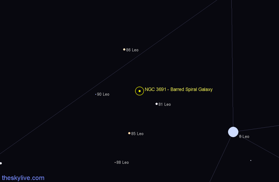 Finder chart NGC 3691 - Barred Spiral Galaxy in Leo star