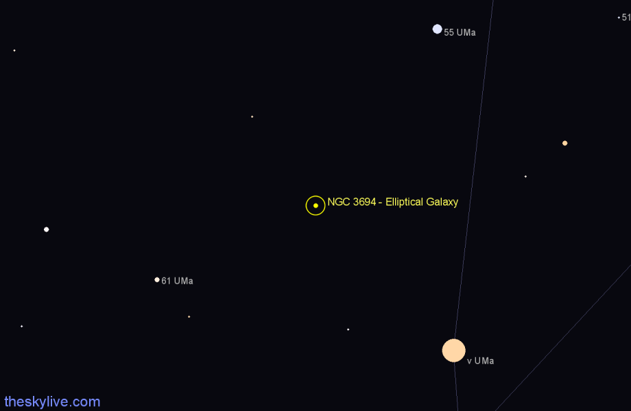 Finder chart NGC 3694 - Elliptical Galaxy in Ursa Major star