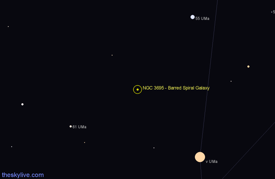 Finder chart NGC 3695 - Barred Spiral Galaxy in Ursa Major star