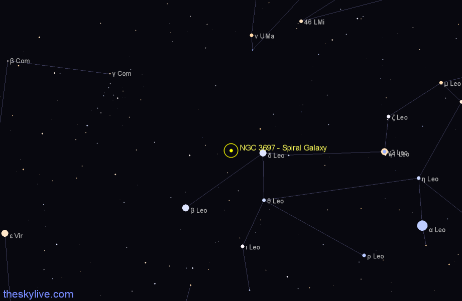 Finder chart NGC 3697 - Spiral Galaxy in Leo star