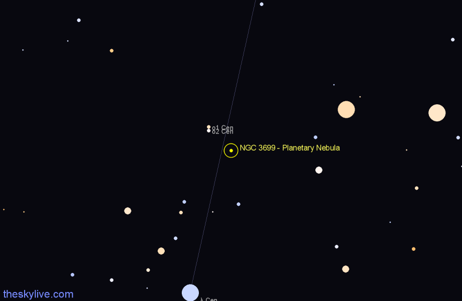 Finder chart NGC 3699 - Planetary Nebula in Centaurus star