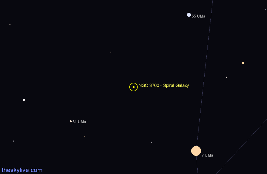 Finder chart NGC 3700 - Spiral Galaxy in Ursa Major star