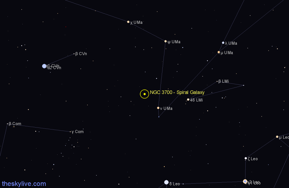 Finder chart NGC 3700 - Spiral Galaxy in Ursa Major star