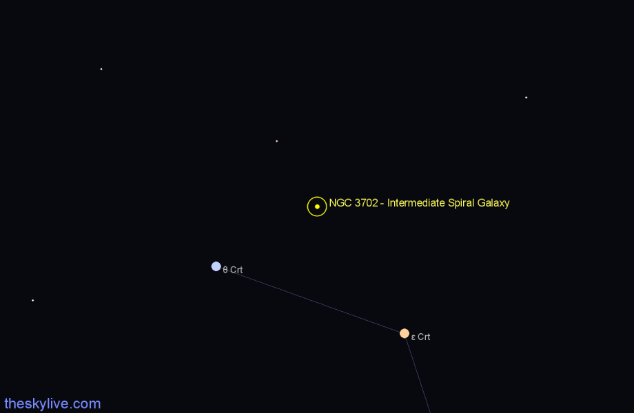 Finder chart NGC 3702 - Intermediate Spiral Galaxy in Crater star