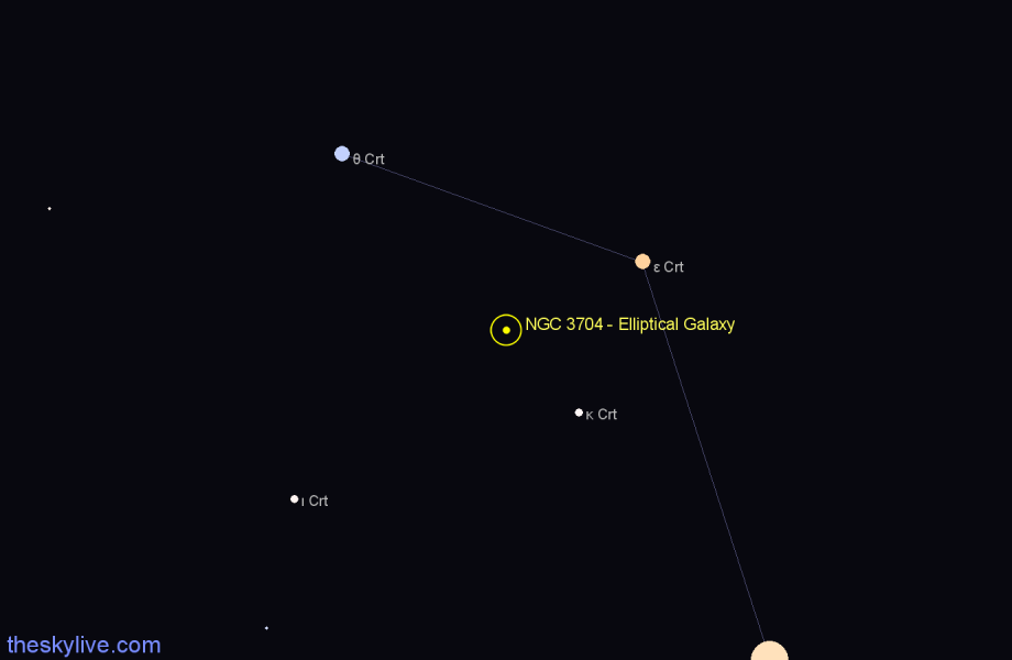 Finder chart NGC 3704 - Elliptical Galaxy in Crater star