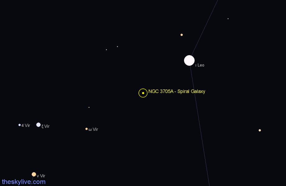 Finder chart NGC 3705A - Spiral Galaxy in Leo star