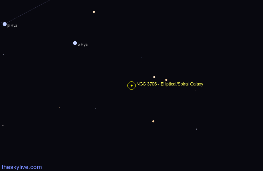 Finder chart NGC 3706 - Elliptical/Spiral Galaxy in Centaurus star