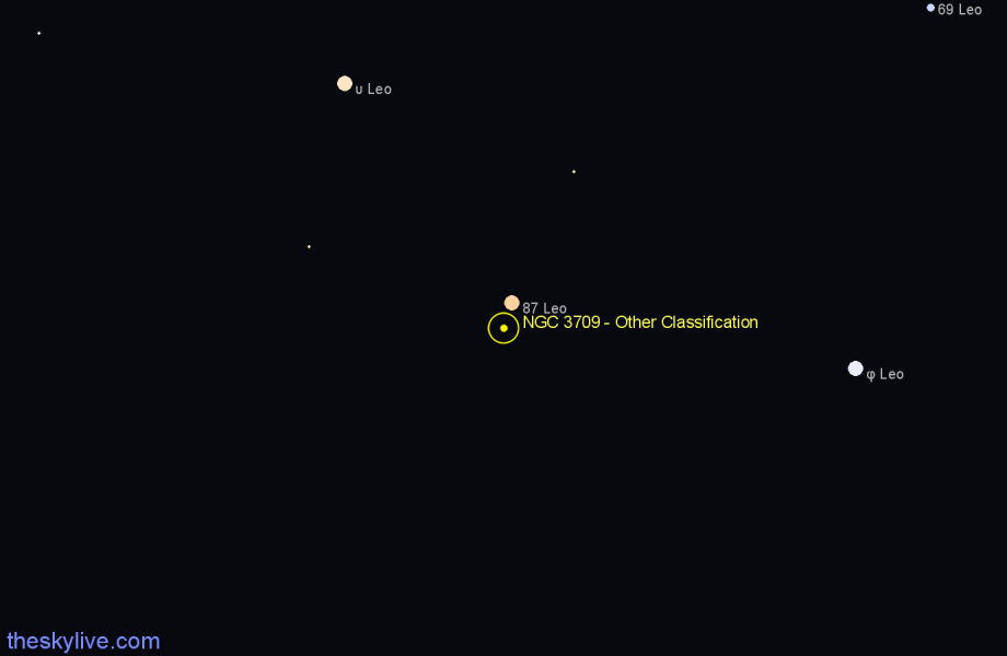 Finder chart NGC 3709 - Other Classification in Leo star