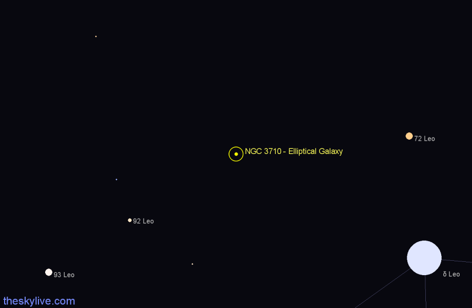 Finder chart NGC 3710 - Elliptical Galaxy in Leo star