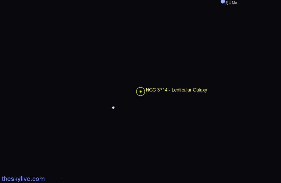 Finder chart NGC 3714 - Lenticular Galaxy in Leo star