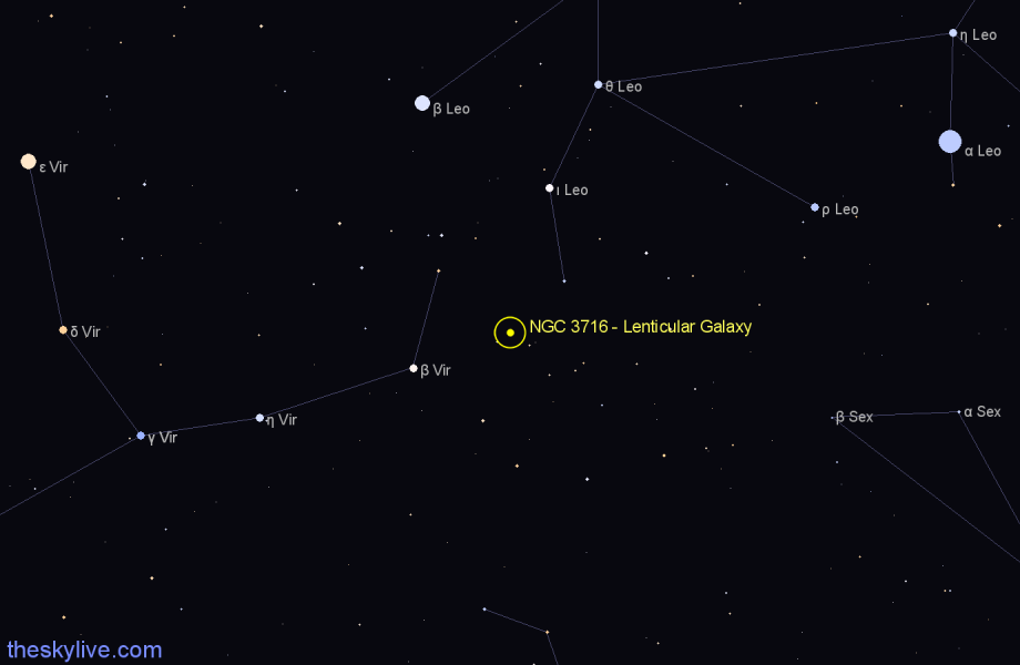 Finder chart NGC 3716 - Lenticular Galaxy in Leo star