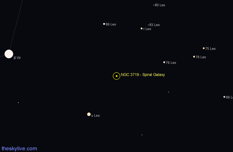 Finder chart NGC 3719 - Spiral Galaxy in Leo star