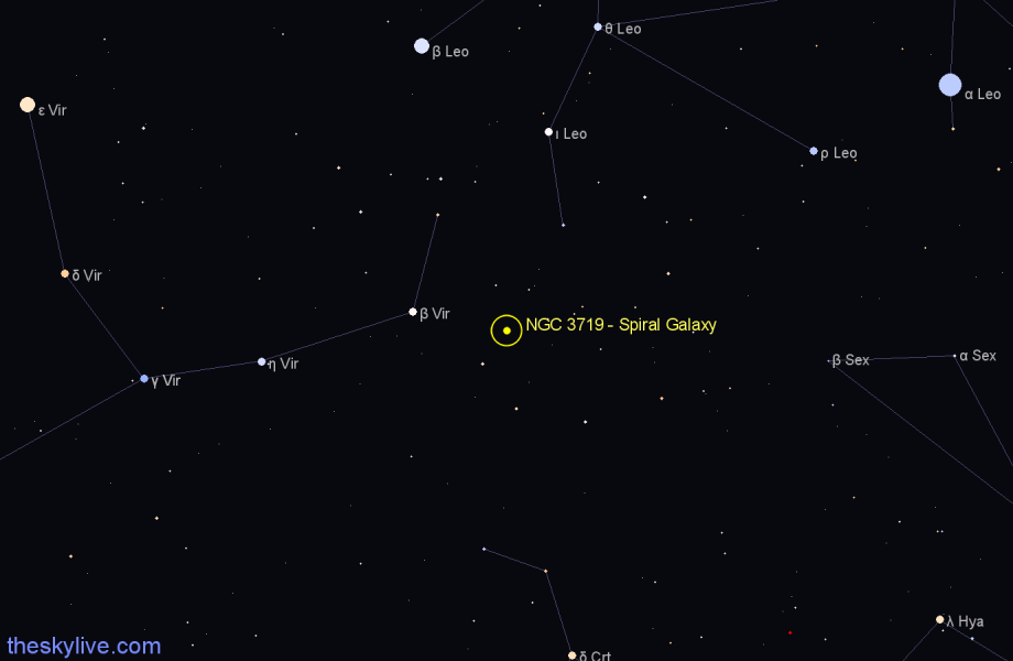 Finder chart NGC 3719 - Spiral Galaxy in Leo star