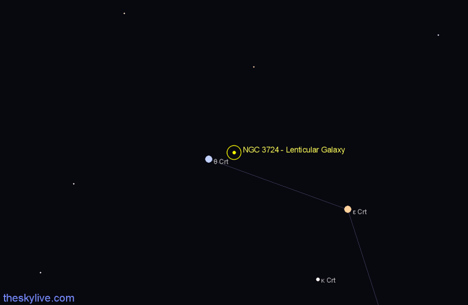 Finder chart NGC 3724 - Lenticular Galaxy in Crater star