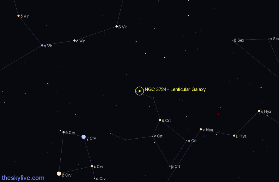 Finder chart NGC 3724 - Lenticular Galaxy in Crater star