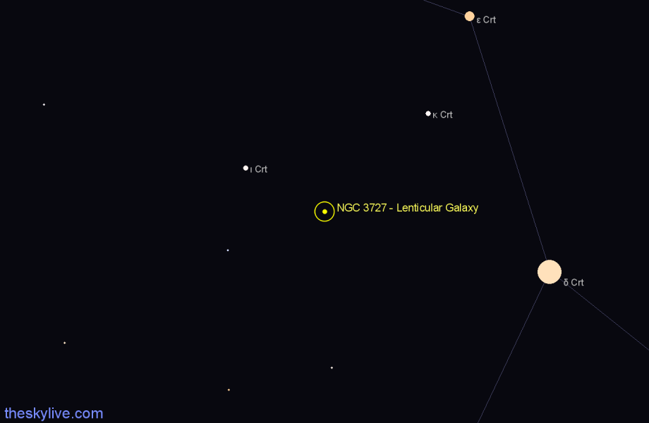 Finder chart NGC 3727 - Lenticular Galaxy in Crater star