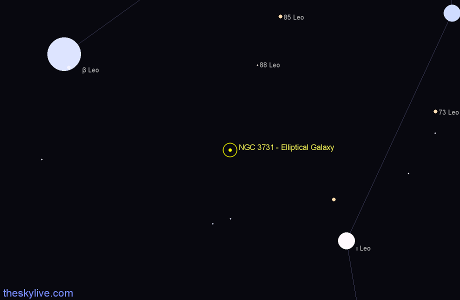 Finder chart NGC 3731 - Elliptical Galaxy in Leo star