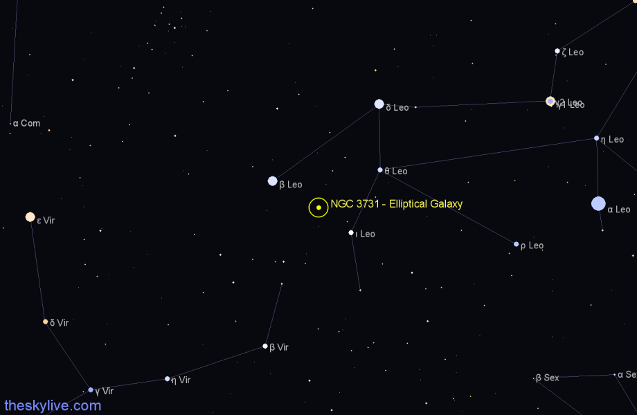 Finder chart NGC 3731 - Elliptical Galaxy in Leo star